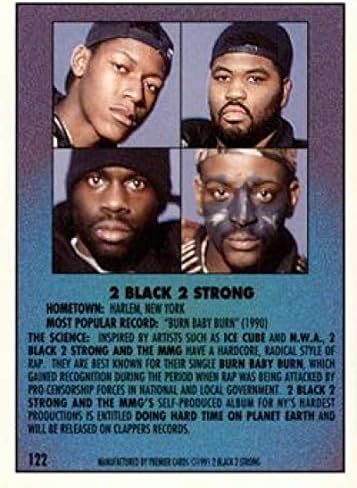 1991 Premier Rap Pack NonSport 122 2 Fekete, 2 Erős Hivatalos Standard Kereskedelmi Kártya Méretű Hip-Hop Kártya