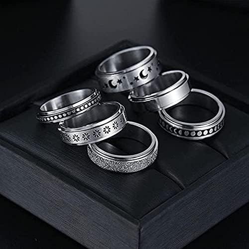 A férfiak a Hölgyek Forgó Gyűrű, 6pc Matt Ajándék Gyűrű Meditáció Gyűrűk (Multicolor)