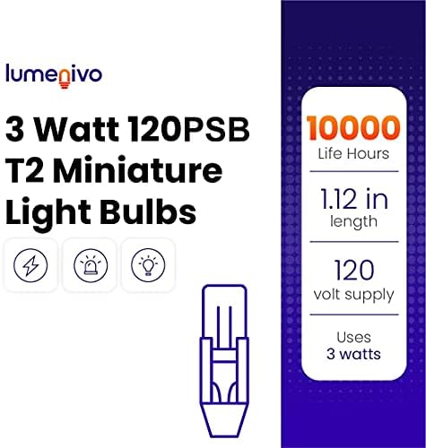 3 Watt 120psb T2 Miniatűr Izzók Dia Bázis (TS5) által Lumenivo - Automotive Miniatűr Lámpa - Műanyag Csúszda Bázis 5 Miniatűr