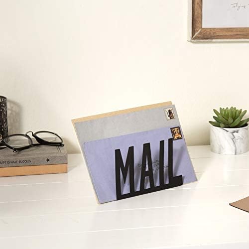 MyGift Modern Fekete Fém Mail Jogosultja Pulton Szervező a Kivágott Mail Betűkkel Design, Irodai Asztali Boríték Dokumentum Tároló